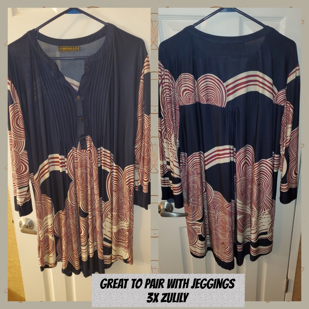 Long abstract Tunic size 3x